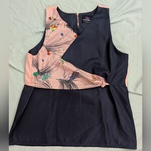 Women's Pink and Navy Top